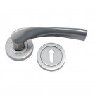 ""Chronicles"" Brass Handle with Rose - Satin Nickel