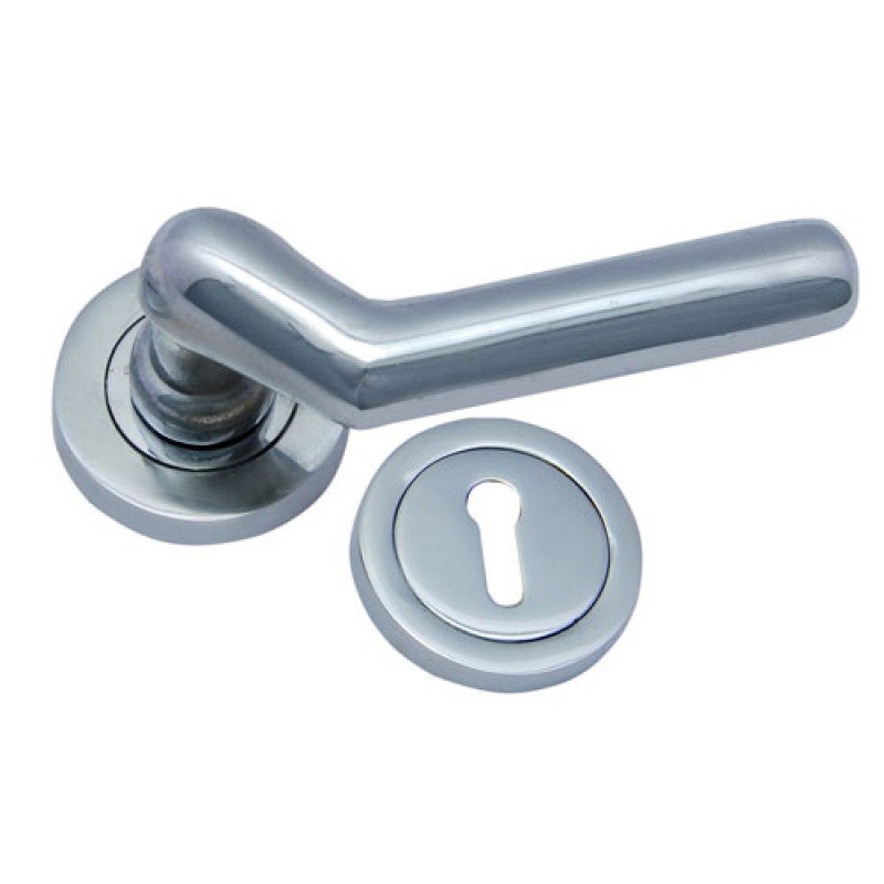 ""John"" Brass Handle with Rose - Polished Chrome