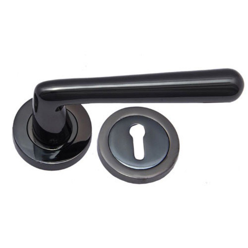 ""Mark"" Brass Handle with Rose - Black Nickel