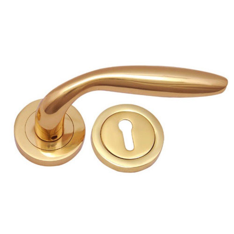 ""Matthew"" Brass Handle with Rose - Polish Lacquered
