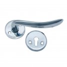 ""Nahum"" Brass Handle with Rose -  Polished Chrome