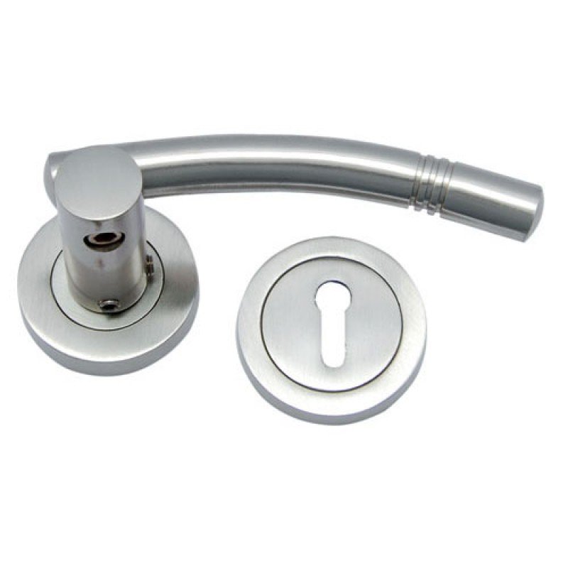 ""Nehemiah"" Brass Handle with Rose - Satin Nickel