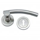 ""Nehemiah"" Brass Handle with Rose - Satin Nickel