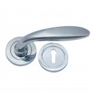 ""Obadiah"" Brass Handle with Rose - Polished Chrome