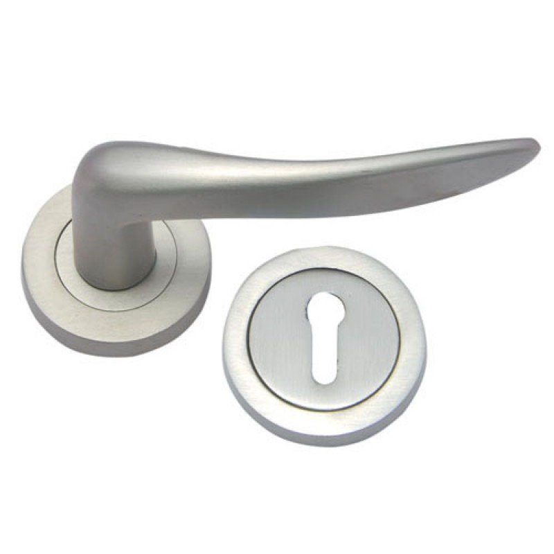 ""Thessalonians"" Brass Handle with Rose - Satin Nickel