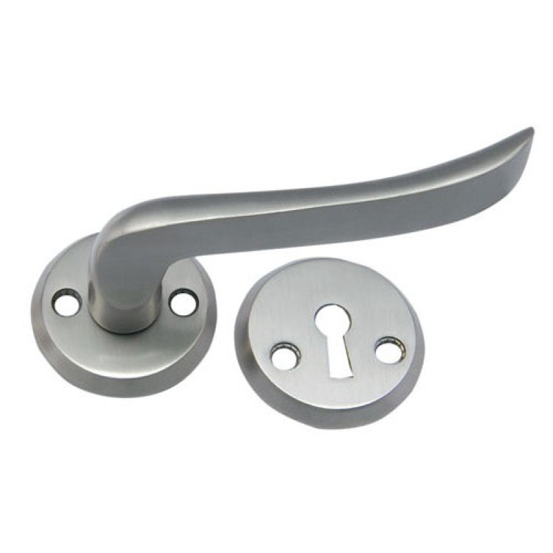 ""Zephaniah"" Brass Handle with Rose - Satin Nickel