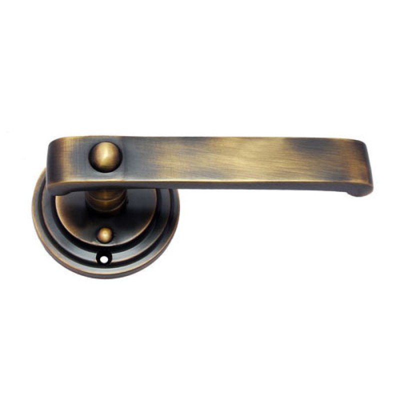 ""Joshua"" Decorative Brass Handle with Rose -  Antique Brass