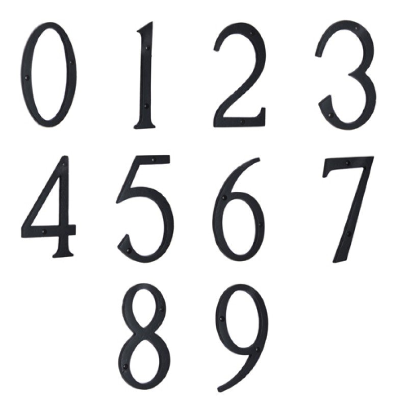 6"" Iron Numerals (0-9) Light Duty - Black Powder Coated