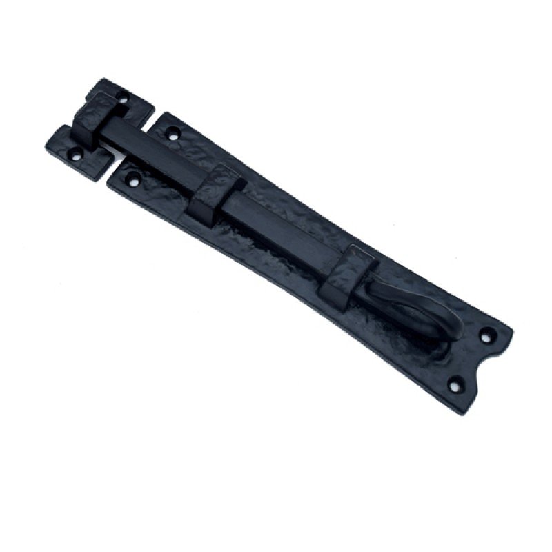 8"" ""Cedron"" Black Antique Iron Door Bolt - Black Powdercoated
