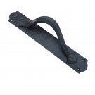 ""Cappadocia"" Black Antique Iron Door Pull with Plate - Black Powdercoated