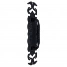 ""Lydda"" Black Antique Iron Door Pull with Plate - Black Powdercoated