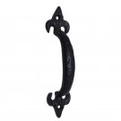 ""Nethaniah"" Black Antique Iron Door Pull -  Black Powdercoated