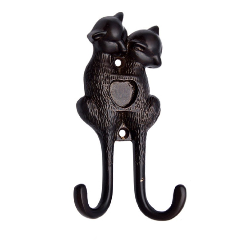 ""Love"" Silicon Bronze Hat & Coat Hook - Distressed Silicon Bronze Medium Patina
