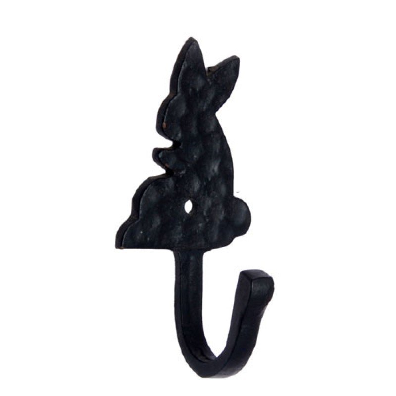 ""Abraham"" Black Antique Iron Hat & Coat Hook - Black Powdercoated