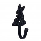 ""Abraham"" Black Antique Iron Hat & Coat Hook - Black Powdercoated