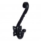 ""Caleb"" Black Antique Iron Hat & Coat Hook -  Black Powdercoated