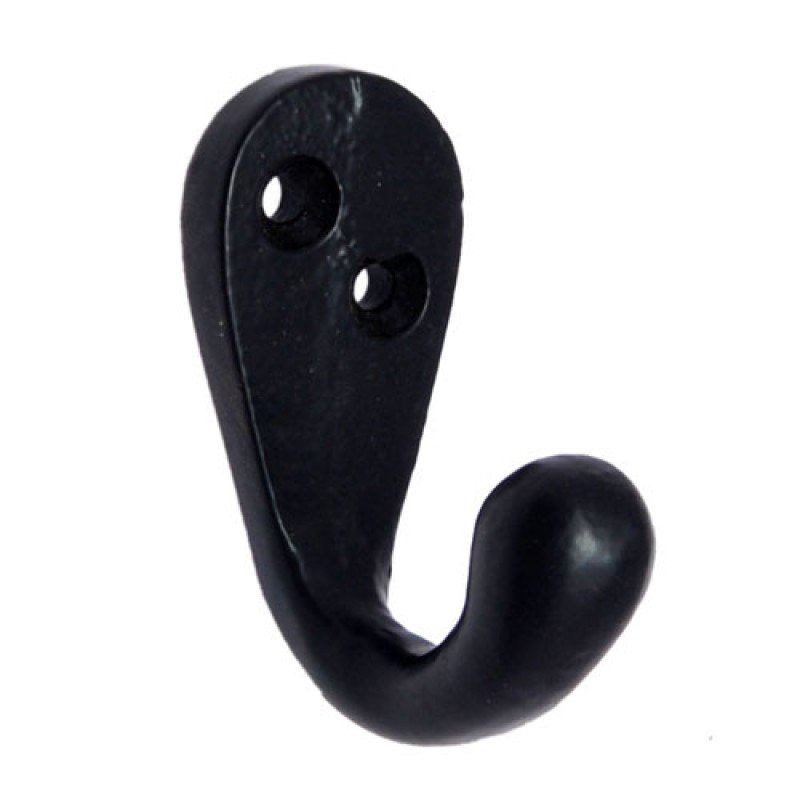 ""Esau"" Black Antique Iron Hat & Coat Hook - Black Powder Coated