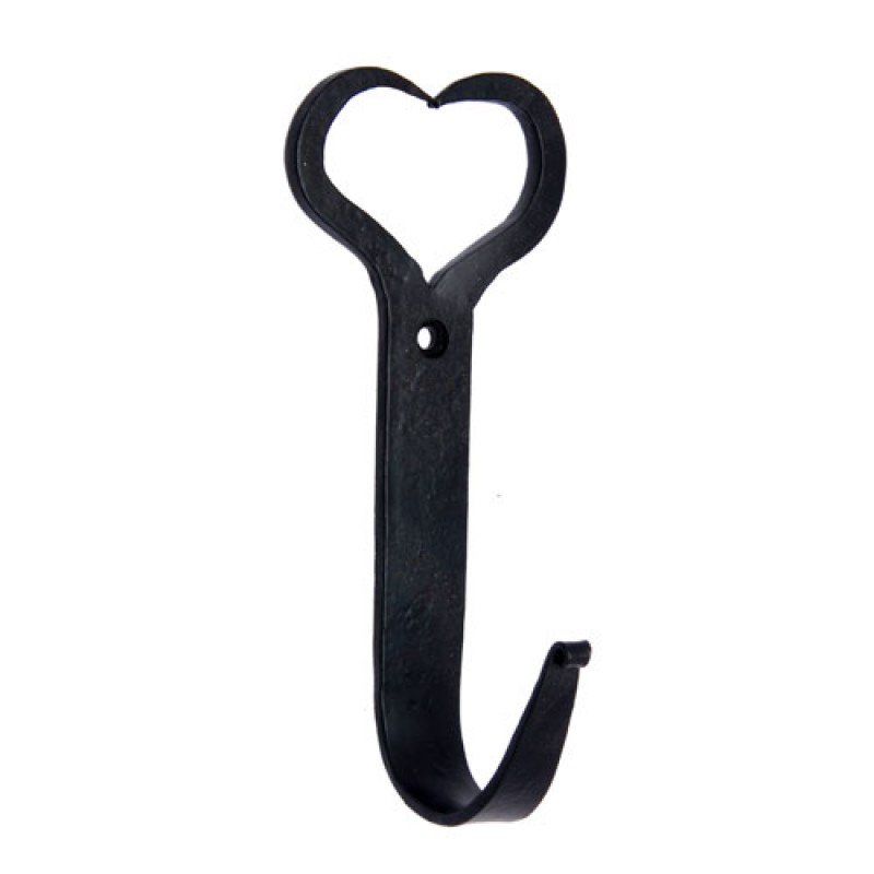 ""Gideon"" Black Antique Iron Hat & Coat Hook - Black Powdercoated