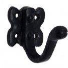 ""Isaac"" Black Antique Iron Hat & Coat Hook - Black Powdercoated