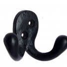 ""Joshua"" Black Antique Iron Hat & Coat Hook -  Black Powdercoated