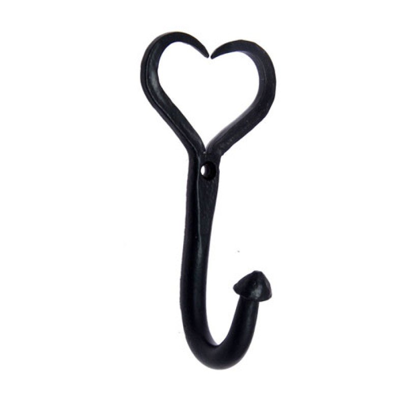 ""Nathan"" Black Antique Iron Hat & Coat Hook -  Black Powdercoated