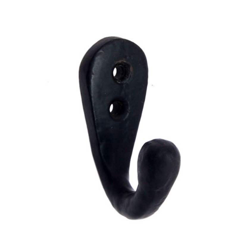 ""Rebekah"" Black Antique Iron Hat & Coat Hook - Black Powdercoated