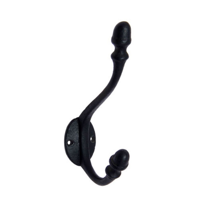 ""Sarah"" Black Antique Iron Hat & Coat Hook -  Black Powdercoated