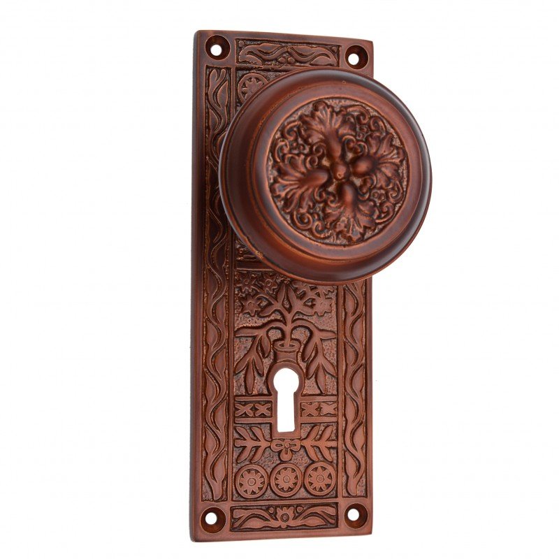 ""Carshena"" Silicon Bronze Door Knob with Plate Distressed Silicon