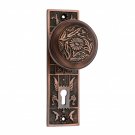 ""Eden"" Brass Door Knob with Plate - Antique Copper