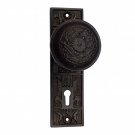 ""Eden"" Silicon Bronze Door Knob with Plate - Distressed Silicon Bronze Medium Patina