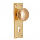 ""Ephraim"" Brass Door Knob with Plate - Polish Lacquered