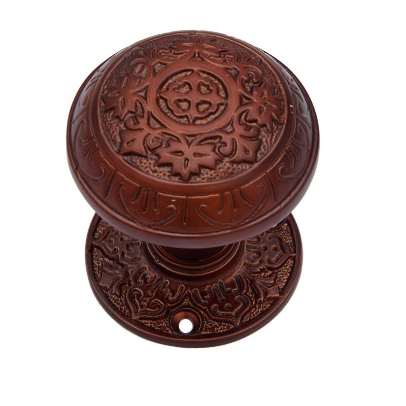 ""Abdeel"" Silicon Bronze Door Knob with Rose - Distressed Silicon Bronze Rust Patina