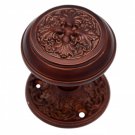 ""Carshena"" Silicon Bronze Door Knob with Rose - Distressed Silicon Bronze Rust Patina