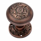 ""Eden"" Brass Door Knob with Rose - Antique Copper