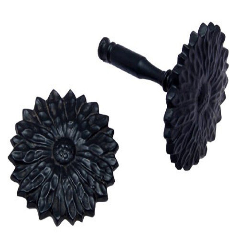 ""Gamaliel"" Iron Door Pull Knob - Black Powdercoated