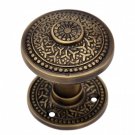 ""Kabmiel"" Decorative Brass Door Knob with Rose -  Antique Copper