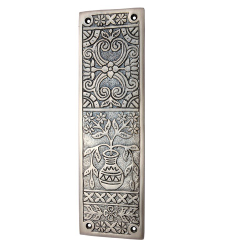 ""Melchizedek"" Decorative Brass Push Plate -  Antique Brushed Nickel