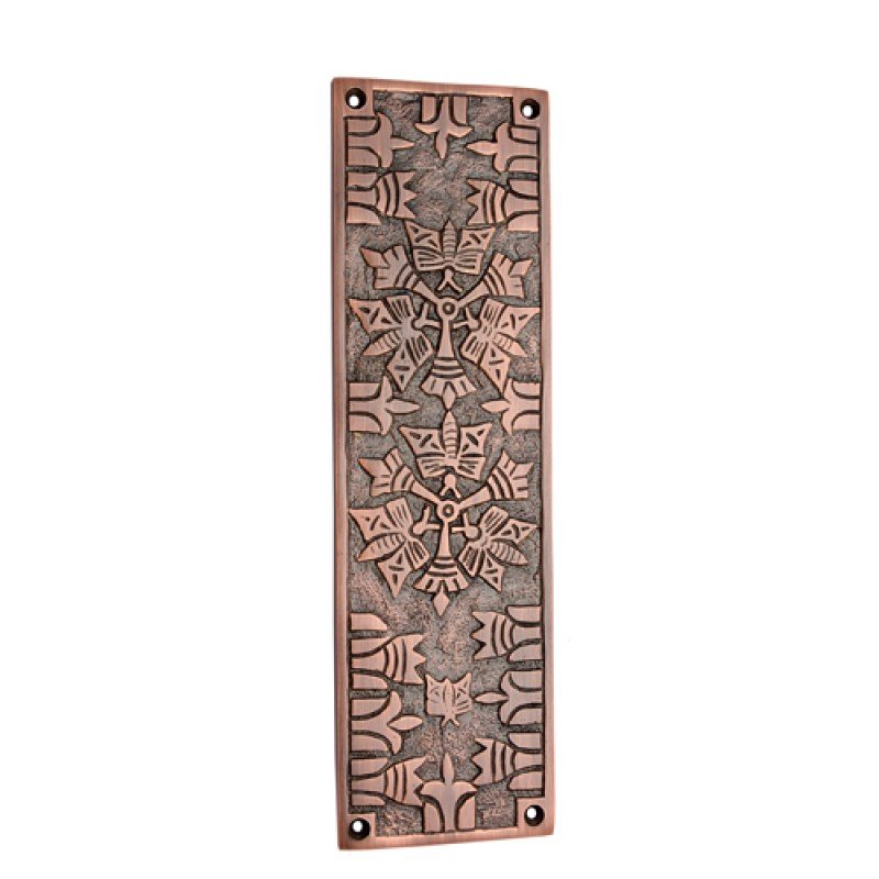 ""Nephthoah"" Decorative Brass Push Plate - Antique Copper