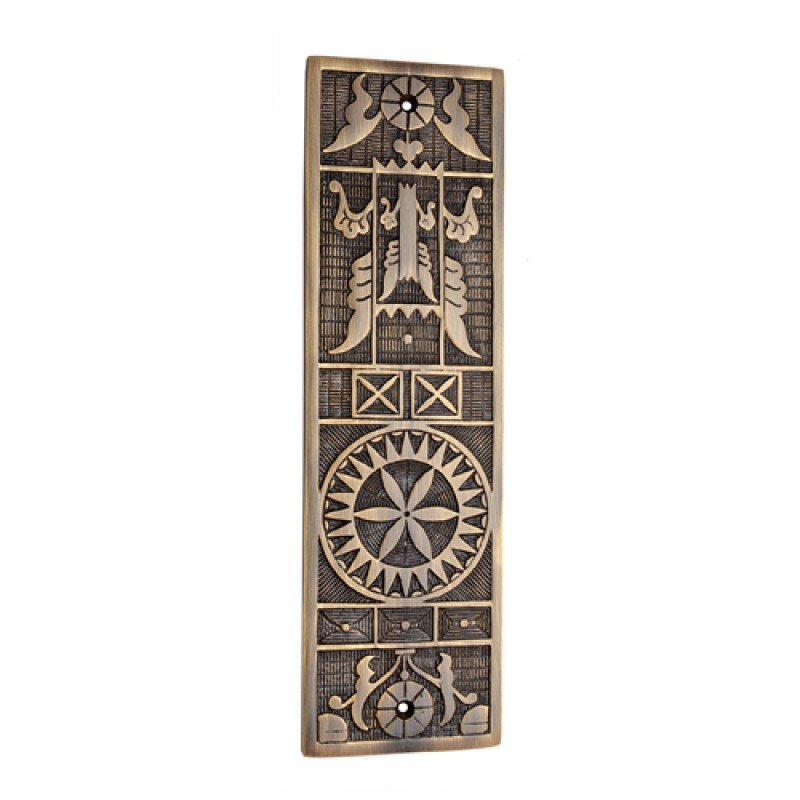 ""Ohel"" Antique Brass Push Plate - Antique Brass
