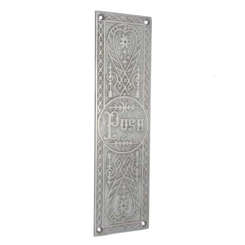""Push"" Decorative Brass Push Plate -  Satin Nickel