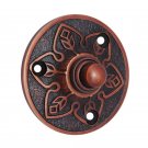 Flower Brass Bell Push - Antique Copper