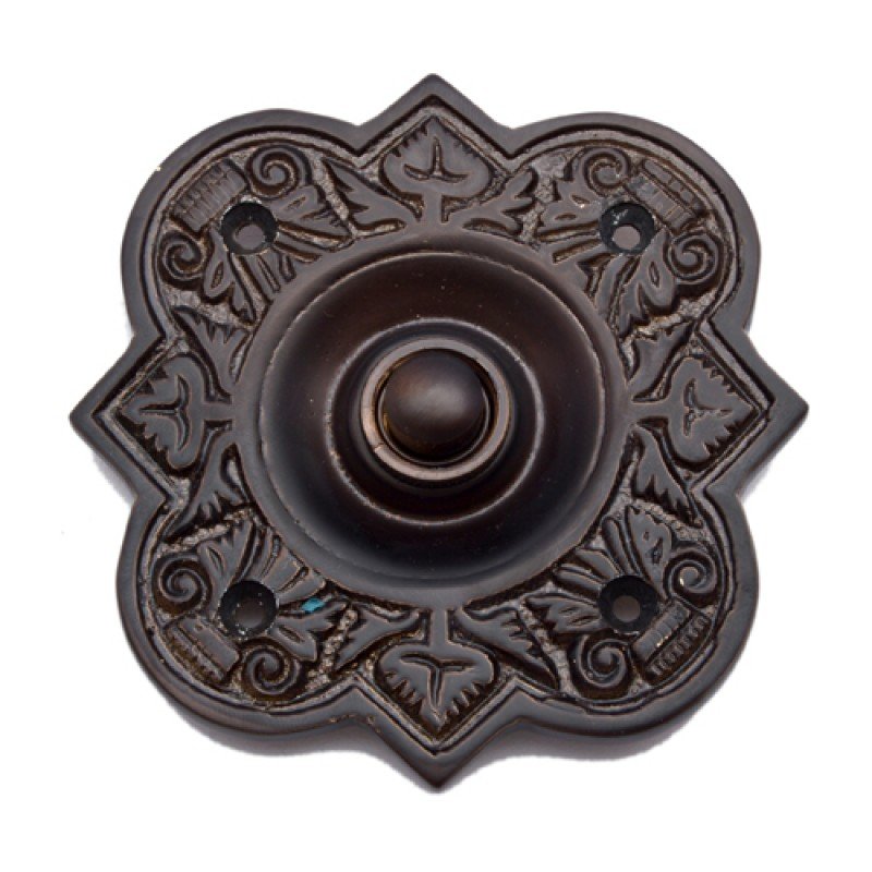 ""Parshandatha"" Silicon Bronze Bell Push - Distressed Silicon Bronze Medium Patina