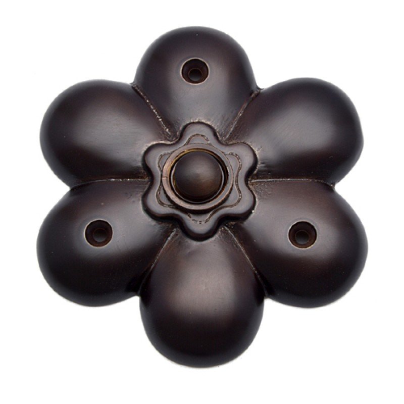 Decorative Flower Silicon Bronze Bell Push - Antique Brushed Nickel