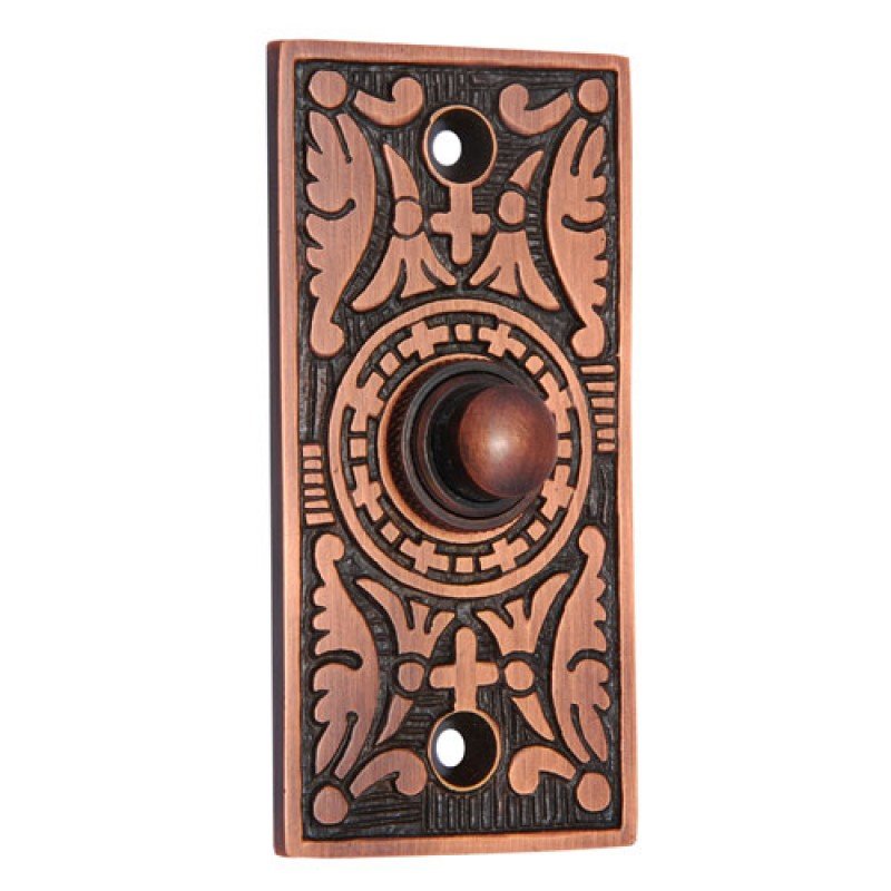 Decorative Rectangular Bell Push -  Antique Copper