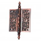 3 1/2"" x 3 1/2"" Brass Decorative Hinge - Antique Copper