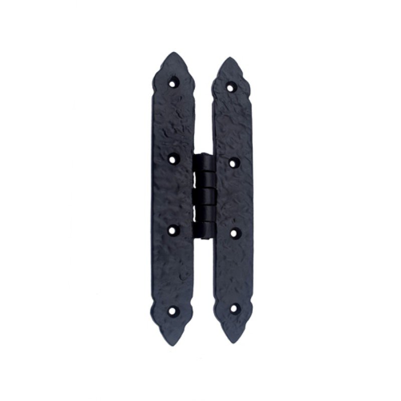 ""Abinoam"" Black Antique Iron H Hinge - Black Powdercoated
