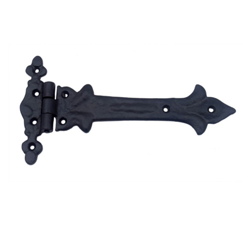 ""Adonijah"" Black Antique Iron Tee Hinge -  Black Powdercoated