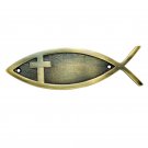 ""Cross"" Brass Fish Door Sign - Antique Brass