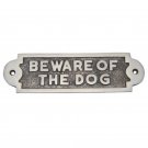Beware of Dog Brass Door Sign -  Antique Brushed Nickel