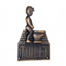 Large Gents Toilet Brass Door Sign - Antique Brass